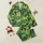 Women's Illustrative Golden Leopard Emerald Green Tropical Monstera Palm Frond Pattern Satin Pajamas Set - 1