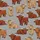 Women's Animal Lovers' Whimsical Baby Highland Cow Warm Brown Leopard Bow Grey Design Satin Pajamas Set - 2
