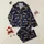 Women's Chic Deep Navy Golden Stylized Leopard Silhouette All-Over Pattern Graphic Satin Pajamas Set - 1