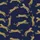 Women's Chic Deep Navy Golden Stylized Leopard Silhouette All-Over Pattern Graphic Satin Pajamas Set - 2