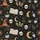 Women's Mystical Charcoal Black Whimsical Occult Celestial Pattern with Witch Hats Skulls Moons Suns Satin Pajamas Set - 2