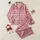 Women's Muted Rose Pink White Nordic Folk Art Reindeer Snowflake Geometric 'SLEEP' Pattern Satin Pajamas Set - 1