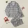 Women's Minimalist Textile-Inspired Undulating Ribbed Line Pattern in Cool Light Grey, Charcoal, & Cream Off-White Satin Pajamas Set - 1