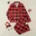 Women's Vibrant Red Black Tartan Plaid Pattern with Elegant White Script Butterfly Silhouettes Satin Pajamas Set - 1