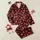 Women's Bold Red Lipstick Kiss Marks & Scattered Hearts Graphic Art on Black Satin Pajamas Set - 1