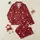 Modern Style: Deep Cranberry Red Organically Scattered Varying-Size White Circles Sweater Satin Pajamas Set - 1