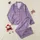 Women's Pale Lavender Houndstooth Geometric with Dark Violet Cartoon Sitting Bear Motif Satin Pajamas Set - 1