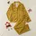 Women's Whimsical Yellow Black Script 'Love' Hearts Five-Petal Flowers Stars Seamless All-Over Pattern Satin Pajamas Set - 1