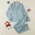 Women's Calm Pastel Sky Blue Delicate Off-White Outline Heart & Tiny Dot Pattern Satin Pajamas Set - 1