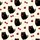 Women's Whimsical Black Cat Red Plaid Bow & Apple Cream Cartoon Design Satin Pajamas Set - 2