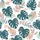 Women's Illustrative Tropical Teal Philodendron Blush Eucalyptus White Abstract Organic Pattern Satin Pajamas Set - 2