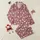 Whimsical Dreamer: Dusty Rose Scattered White Hearts Outline Design Satin Short-Sleeve Pajamas Set - 1