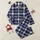 Weekend Lover's Navy Tartan Plaid 'I Love You' & 'WEEKEND' Fashion Piece Satin Pajamas Set - 1