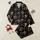 Women's Elegant Overlapping Hearts Seamless Pattern in Metallic Rose Gold & Copper on Black Satin Pajamas Set - 1