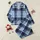 Contemporary Abstract Plaid Grid: Dynamic Intersecting Navy, Sky Blue & Grey Lines Design Motif Satin Pajamas Set - 1