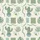 Women's Whimsical Sage Green Cactus Pot Bee Botanical Geometric Light Beige Pattern Satin Pajamas Set - 2