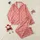 Women's Vibrant Coral Pink Striped Whimsical Sleep Script Eyelash Design Satin Pajamas Set - 1