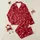 Affectionate Style: Vibrant Red Handwritten Love Hearts & Radiating Lines Statement Wear Satin Pajamas Set - 1