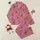 Whimsical Charm Adorers' Seamless Magenta Pink Baby Highland Calf Floral Crown Scatter Pattern Satin Pajamas Set - 1