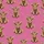 Whimsical Charm Adorers' Seamless Magenta Pink Baby Highland Calf Floral Crown Scatter Pattern Satin Pajamas Set - 2