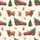 Country Christmas Enthusiasts' Muted Watercolor Highland Cow Red Truck Christmas Tree Seamless Pattern Satin Pajamas Set - 2