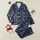 Weekend Lovers' Minimalist Dark Navy Blue Typographic 'Weekend Enjoy Relax' Scatter Design Satin Pajamas Set - 1