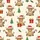 Christmas Lovers' Cheerful Flat Cartoon Highland Calves Red Santa Hats Green Tree Seamless Pattern Satin Pajamas Set - 2
