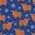 Festive Animal Lovers' Royal Blue Christmas Light Highland Cow & Snowflake Pattern Satin Pajamas Set - 2