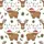 Family's Whimsical Highland Cow Reindeer Red Santa Hat Green Holly Christmas String Light Pattern on White Satin Pajamas Set - 2