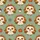 Kids' & Family Adorable Chibi Baby Turkeys Autumn Leaves Sage Green Pattern Satin Pajamas Set - 2