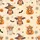 Highland Cow Lovers' Whimsical Watercolor Fluffy Cows in Halloween Costumes, Orange Pumpkins & Muted Purple Bats on Cream Satin Pajamas Set - 2