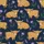 Scottish Nature Lovers' Whimsical Highland Cow Thistle Heather Deep Navy Golden Brown Purple Pattern Satin Pajamas Set - 2