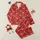 Farm Animal Lovers' Whimsical Red Christmas Highland Cow Santa Hat Pattern Satin Pajamas Set - 1