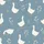 Nature Lovers' Whimsical White Goose Wildflower Seamless Dusty Blue Pattern Satin Pajamas Set - 2