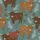 Western Farm Lovers' Shaggy Highland Cow & Calf Rustic Christmas Design, Multi-Color Lights, Frosted Pine & Berries on Muted Teal Satin Pajamas Set - 2