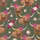 Cow Lovers' Illustrative Highland Cow Heads Floral Pattern with Fuchsia Roses and Purple Thistles on Olive Satin Pajamas Set - 2