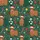 Christmas Cow Lovers' Whimsical Highland Cow Pattern with Santa Hats, Gift Boxes, Evergreen Trees, Red Green Gold Ornaments Satin Pajamas Set - 2