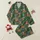 Christmas Cow Lovers' Whimsical Highland Cow Pattern with Santa Hats, Gift Boxes, Evergreen Trees, Red Green Gold Ornaments Satin Pajamas Set - 1