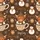 Highland Cow Lovers' Fluffy Calf Leopard Hat Snowman Hot Cocoa Mug Cream Brown All-Over Print Satin Pajamas Set - 2