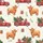 Whimsical Highland Cow Lovers' Creamy Off-White Watercolor Red Truck Christmas Tree & Presents Pattern Satin Pajamas Set - 2