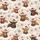 Women's Holiday Whimsical Watercolor Highland Cows, Santa Hat & Plaid Bow Ties, Snowy Red & White Flakes Satin Pajamas Set - 2