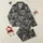 Western Lifestyle Enthusiasts' Repeating Hand-Drawn Highland Cow Heads Rustic Sketch White on Deep Charcoal Grey Satin Pajamas Set - 1