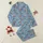 Highland Cow Lovers' Adorable Pixel-Art Highland Cattle & Scottish Landscape Repeat Pattern in Muted Steel Blue, Moss Green, Terracotta Satin Pajamas Set - 1