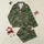 Women's Photorealistic Highland Cattle Rusty Brown Tan Emerald Green Organic Repeat Pattern Satin Pajamas Set - 1