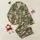 Farm Animal Lovers' Merry Christmas Cow Pattern with Santa Hats, Trees, and Snowflakes on Olive Green Satin Pajamas Set - 1