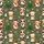 Farm Animal Lovers' Merry Christmas Cow Pattern with Santa Hats, Trees, and Snowflakes on Olive Green Satin Pajamas Set - 2