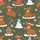 Farmhouse Christmas Enthusiasts' Festive Olive Green Pattern with Fluffy Highland Cows, Holly, & Candy Canes Satin Pajamas Set - 2