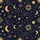 Family Whimsical Golden Yellow Celestial Suns Moons Stars Constellation Pattern Deep Navy Satin Pajamas Set - 2