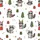 Family Holiday Whimsical Raccoon Cartoon Pattern White Background Red Santa Hats Green Trees Golden Accents Satin Pajamas Set - 2