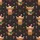 Christmas Cow Lovers' Festive Brown Highland Cow, Red Santa Hats, Green Plaid, Snowflakes, Holly, Gold Stars on Chocolate Brown Satin Pajamas Set - 2